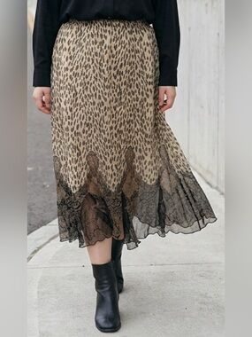 Sassy Doll Creations Skirt Animal Print Black Lace Trim Lined 4X Plus NEW NWT